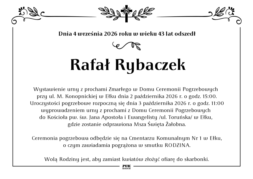 Rafał Rybaczek - nekrolog